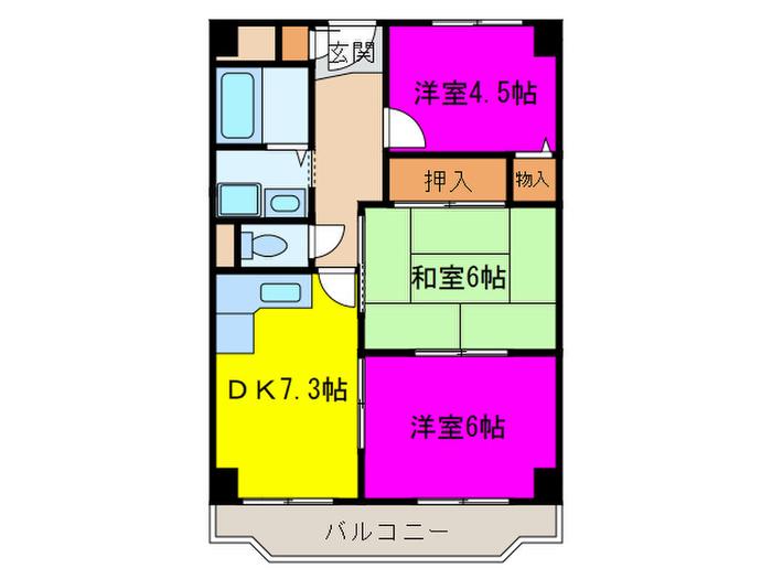 ウイング岸和田I番館(3DK/4階)の間取り写真