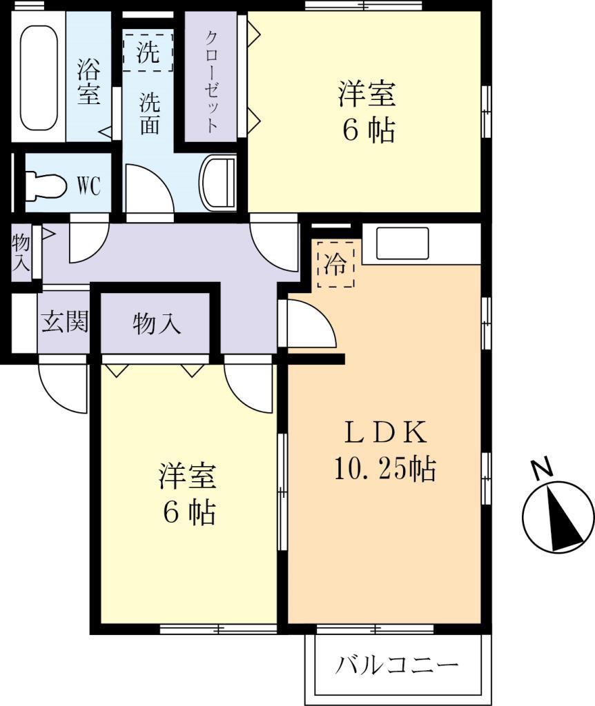ウィルモアさくら(2LDK/2階)の間取り写真