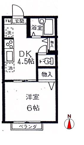 ジュネスヒロ3(1K/1階)の間取り写真