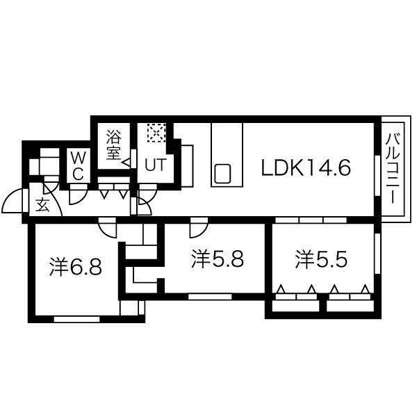 RESIDENCE SAPPORO A23(3LDK/3階)の間取り写真