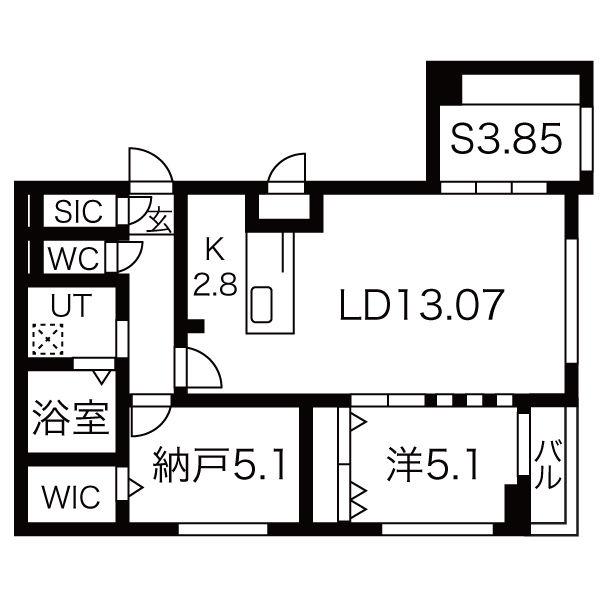 センターフィールド宮の森(2SLDK/1階)の間取り写真