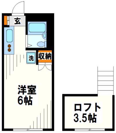 オスカー国領(ワンルーム/2階)の間取り写真