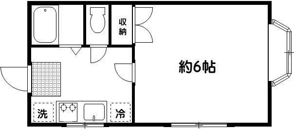 松庵東明ハイツ(1K/2階)の間取り写真