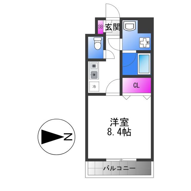 メルディアキューブやえのさと(1K/4階)の間取り写真