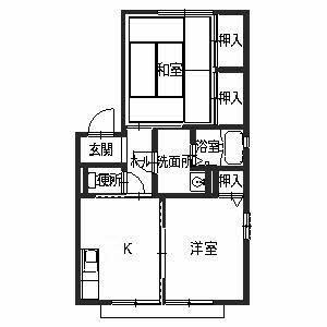ロジュマンイズミFG棟(2K/1階)の間取り写真