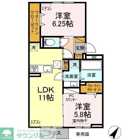 リビングタウン春日(2LDK/1階)の間取り写真
