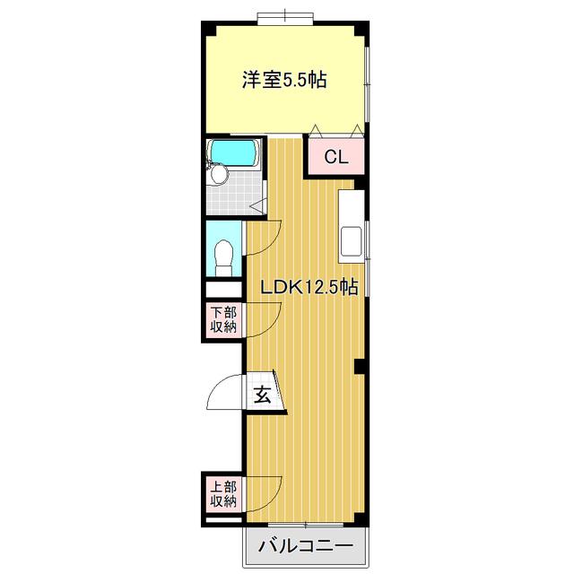 とさでん交通桟橋線 桟橋通二丁目駅 徒歩11分 3階建 築31年(1LDK/2階)の間取り写真