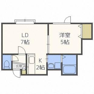 ノースフィールド(1LDK/2階)の間取り写真