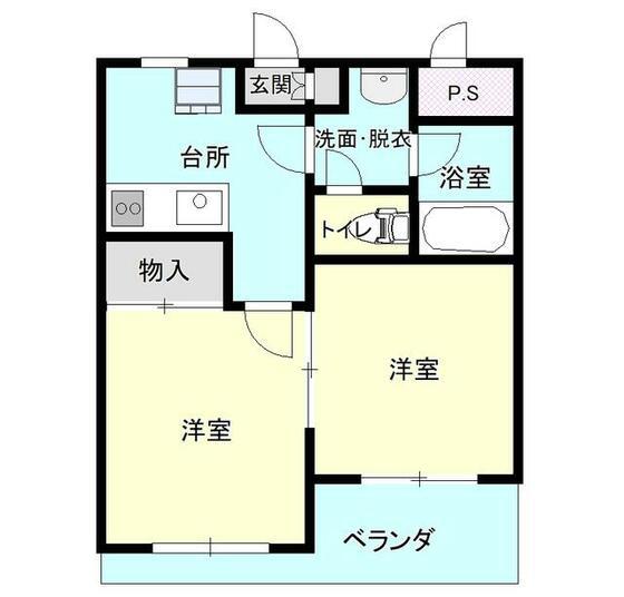シティハウスヒラノ(2K/2階)の間取り写真