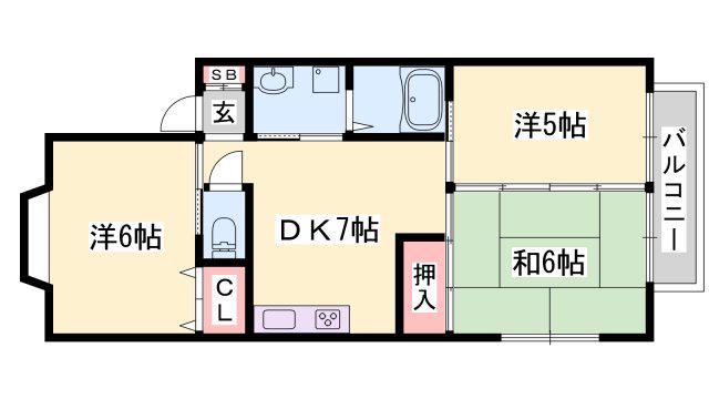 モナーク広野I(3DK/1階)の間取り写真