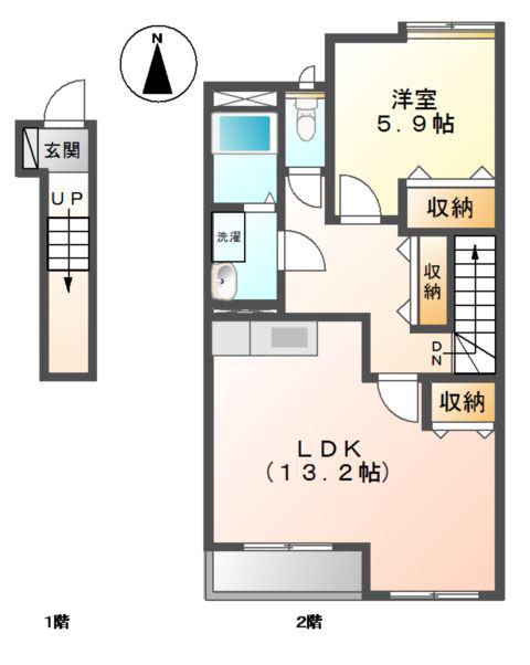 グランデ エスポワール(1LDK/2階)の間取り写真
