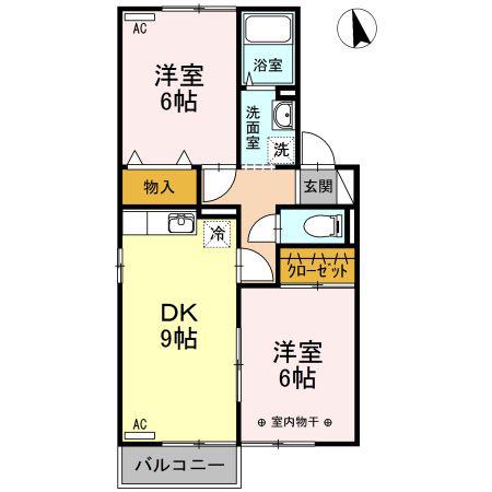 ボナールA(2DK/2階)の間取り写真
