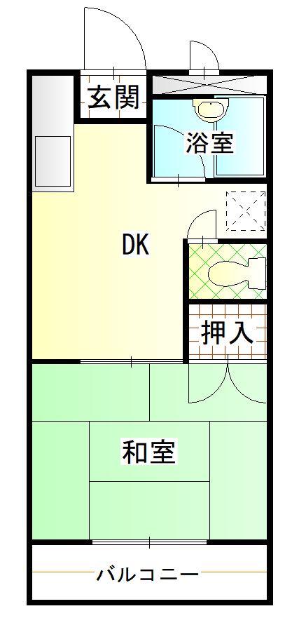 ヴィラ大橋I(1DK/3階)の間取り写真