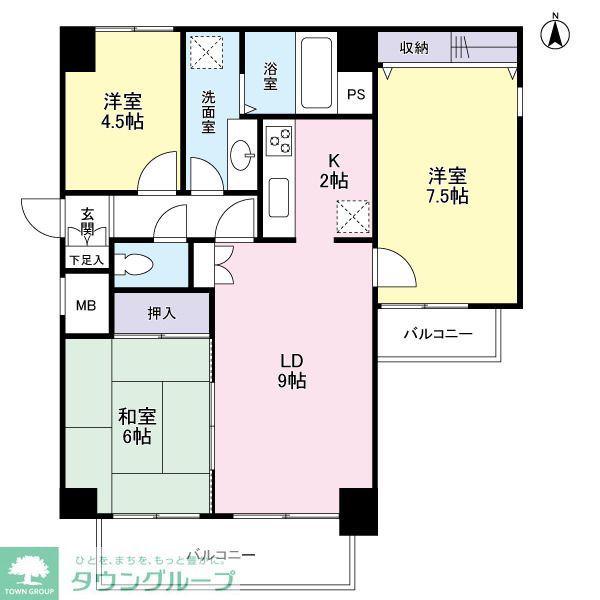 元町イグレット(3LDK/4階)の間取り写真