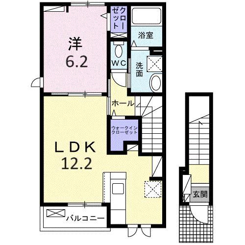 プルミエール 春 II(1LDK/2階)の間取り写真