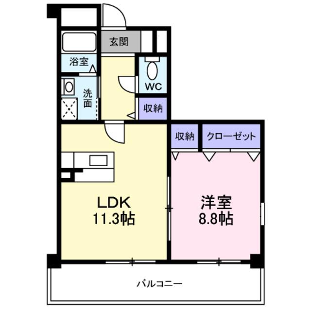 エトワール観音寺(1LDK/1階)の間取り写真