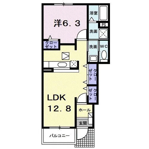 ソルレヴェンテA(1LDK/1階)の間取り写真