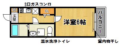 ノア千舟(1K/2階)の間取り写真
