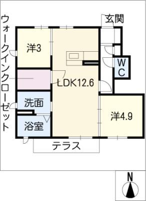 タウン美清 B棟(2LDK/1階)の間取り写真