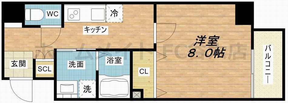 RAINBOW COURT阿倍野(1K/9階)の間取り写真