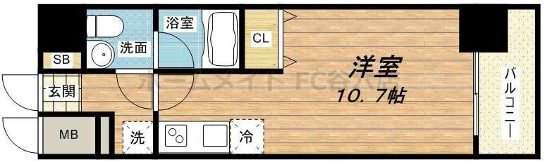 グランド上町(ワンルーム/4階)の間取り写真