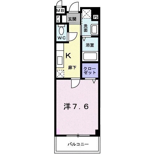 エスティガーデン(1K/1階)の間取り写真