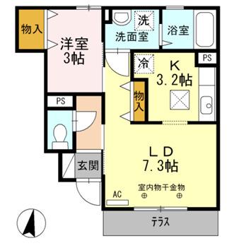 ウィット英賀保(1LDK/1階)の間取り写真