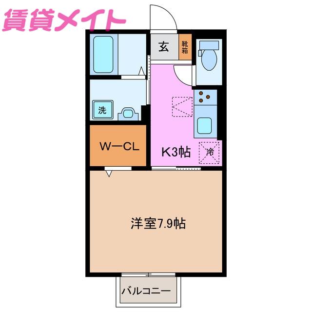 アズール(1K/1階)の間取り写真