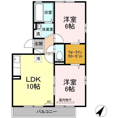 エントピアB棟(2LDK/3階)の間取り写真