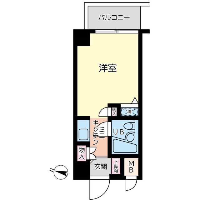 ビッグヴァン二俣川第2(ワンルーム/1階)の間取り写真