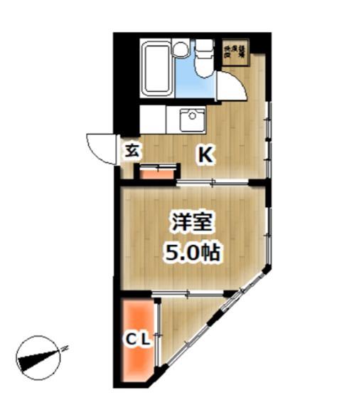 第3ヒルズ土井(ワンルーム/2階)の間取り写真