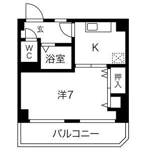 プレステージ千葉(1K/4階)の間取り写真