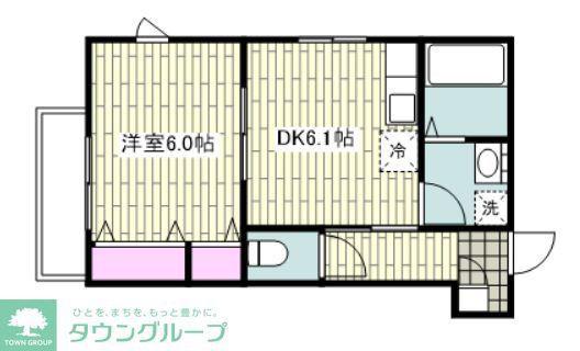 由比ガ浜ハイム(1DK/2階)の間取り写真