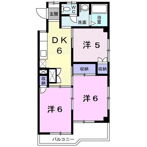 セントラルハイツD(3DK/2階)の間取り写真