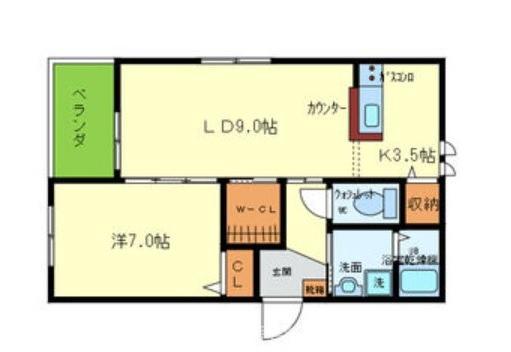 シャルマンドミール堺(1LDK/1階)の間取り写真