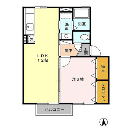 シャローム B(1LDK/2階)の間取り写真
