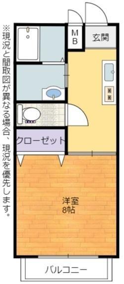 バンクーバー長田(1K/1階)の間取り写真