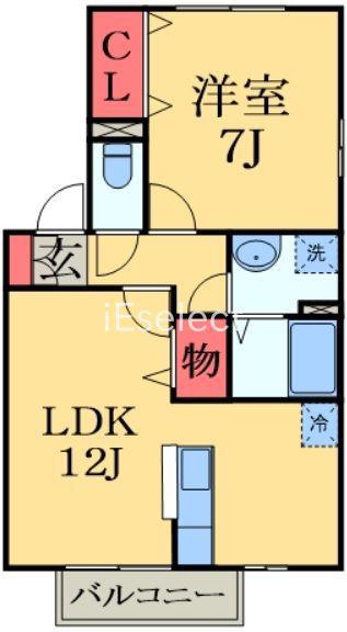 グランディハイツ I(1LDK/2階)の間取り写真