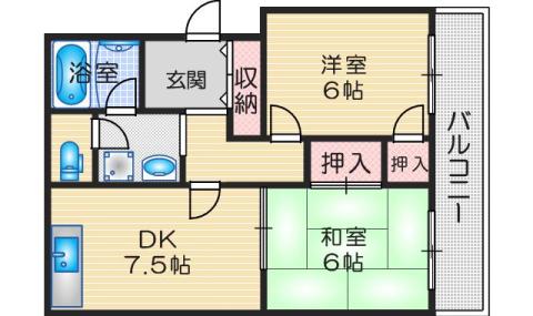 カーサ南茨木I(2DK/3階)の間取り写真