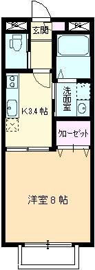 GROW II(1K/2階)の間取り写真
