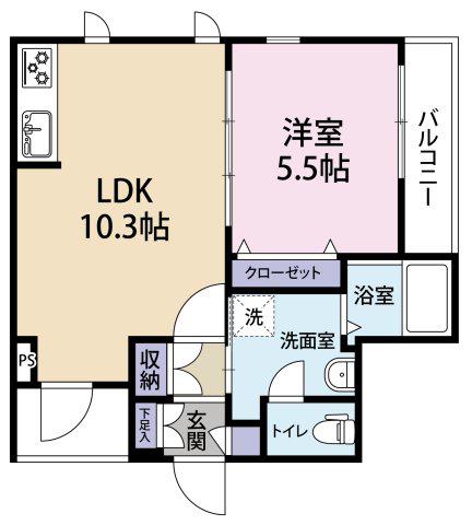 モーブ入新井(1LDK/2階)の間取り写真