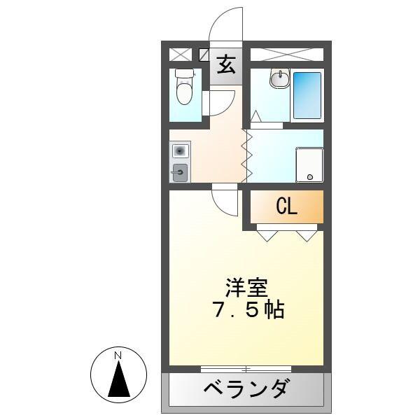ドエルYS(1K/2階)の間取り写真