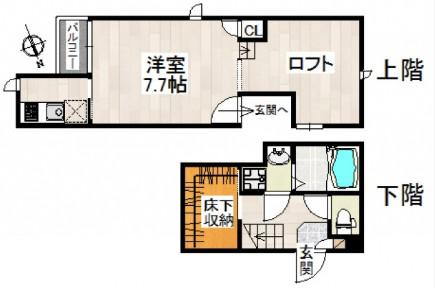 CB八潮プレシア(1K/1階)の間取り写真