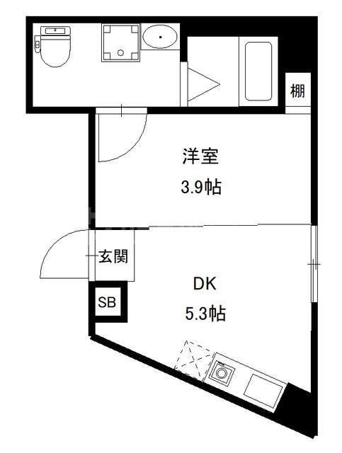 グランレジデンス四つ木(1DK/4階)の間取り写真