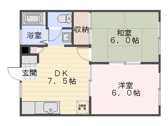 サンハイム(2DK/2階)の間取り写真