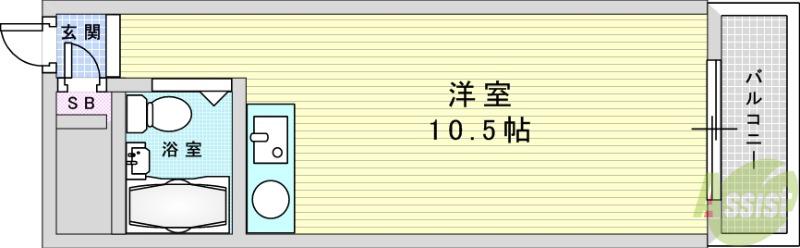 ハイツテラウラ(ワンルーム/2階)の間取り写真