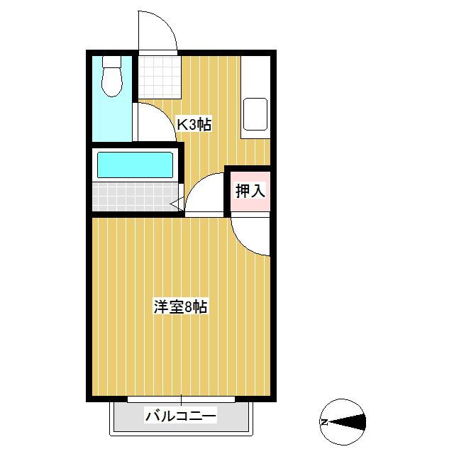 タウニィプチフォーレ(1K/2階)の間取り写真