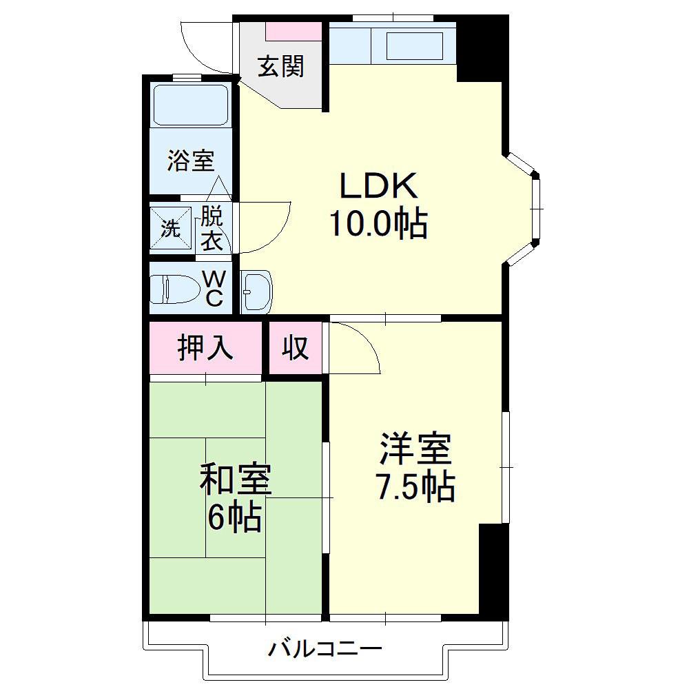 コーポスカイハイ(2LDK/3階)の間取り写真