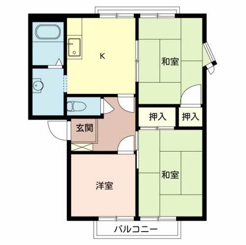 ガーデンハイムC棟(3K/2階)の間取り写真