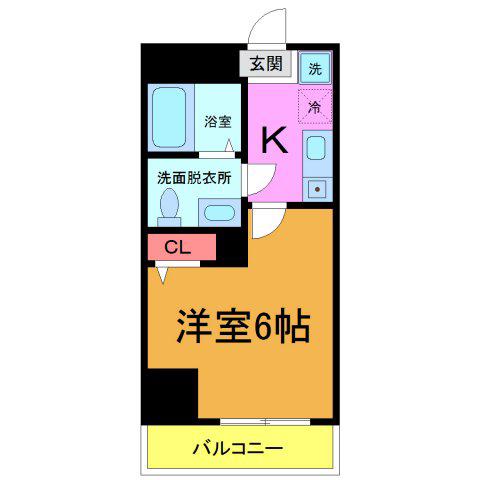 ルミエル本八幡(1K/1階)の間取り写真